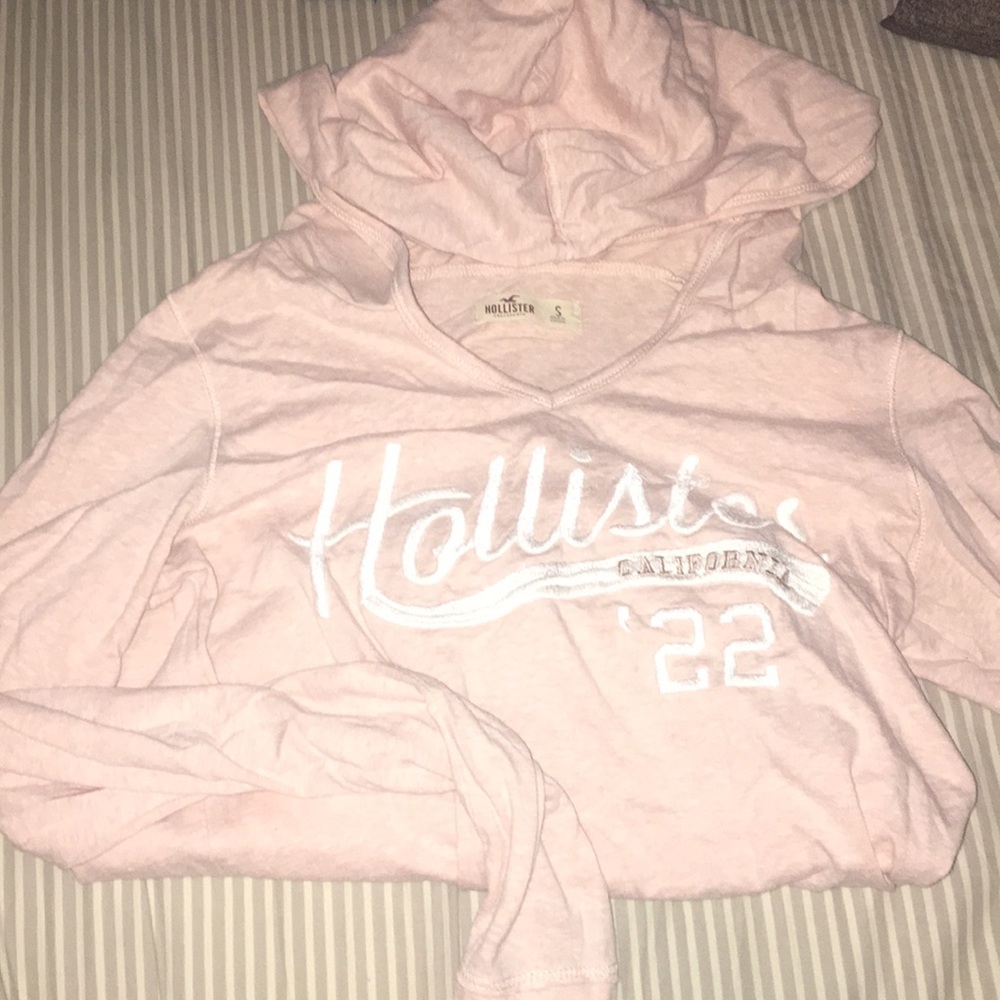Pink long sleeve hollister with a hood